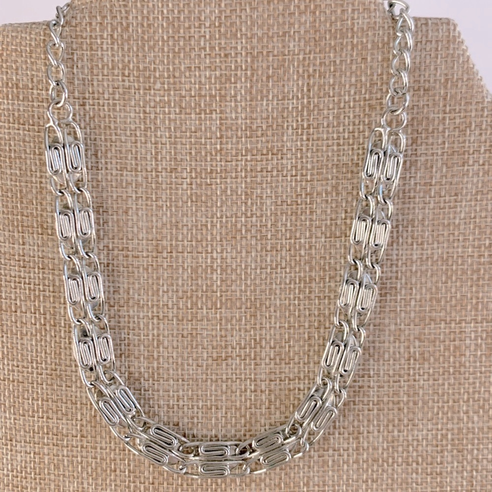 Silvertone Multi-Scroll Chain Necklace